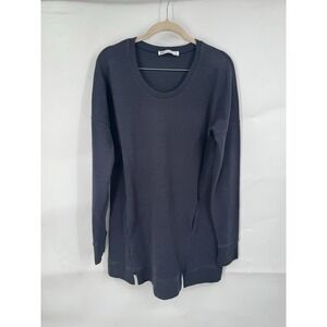 Fig Tunic Long Sleeve Sweatshirt Women M Navy Blue Athleisure Round Neck Casual